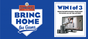 Schneiders bring home the game giveaway featuring a television and audio equipment