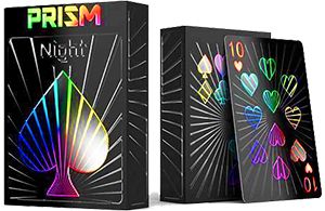 PRISM cards featuring their black box with a rainbow color palette