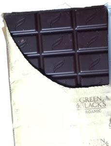 Dark chocolate squares open