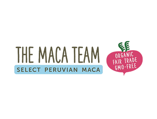 The maca team logo featuring a red maca plant